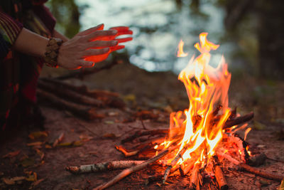 Close up campfire concept photo