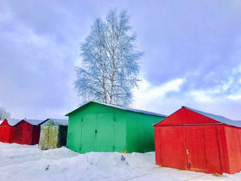 House against sky during winter