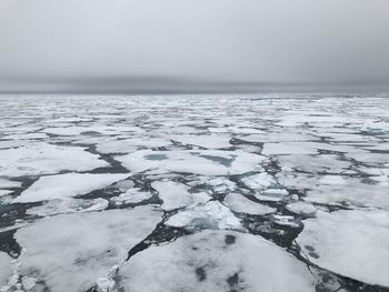 Scenic view of frozen sea against sky