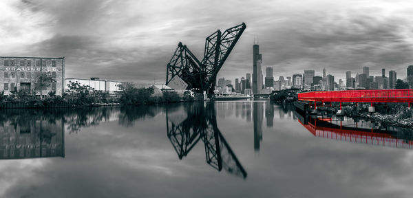 Reflection of buildings in river