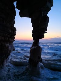 Scenic view of sea during sunset