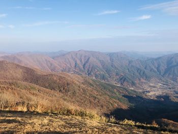 Scenic view of mountains against sky