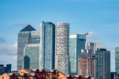 Close up view of the skyscrapers in london, uk.