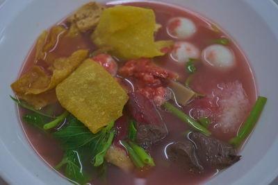 High angle view of meal served in plate