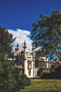 Low angle view of cathedral against blue sky