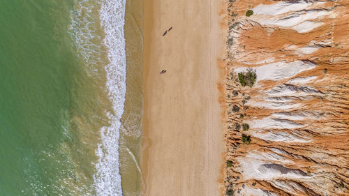 Aerial view of dramatic landscape by beach