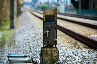 Close-up of railroad track