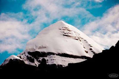 Low angle view of snow covered mountain