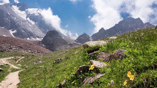 Scenic view of mountains against sky