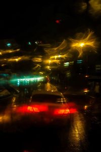 Light trails on road at night