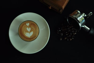 High angle view of coffee on table