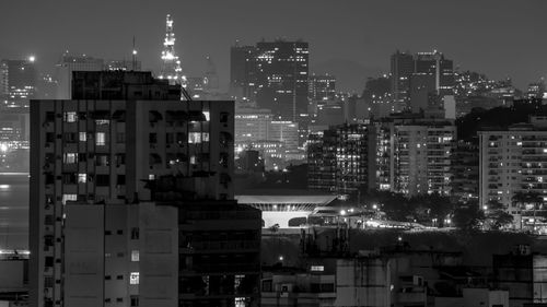 Long exposure urban night photography with buildings and lights of a brazilian city