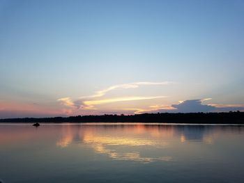 Scenic view of lake at sunset