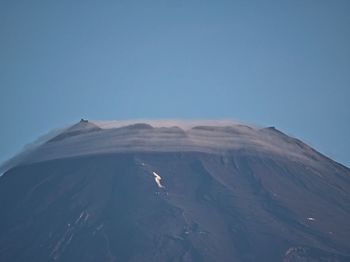 Scenic view of snowcapped mountains against clear blue sky