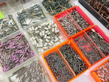 High angle view of market stall for sale