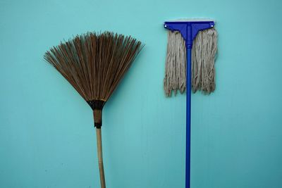 Close-up of blue paint against wall