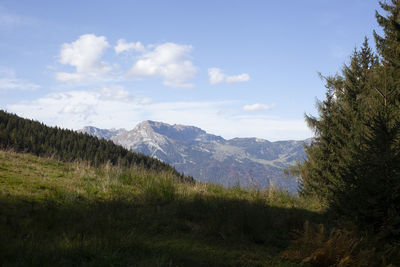 Scenic view of mountains against sky