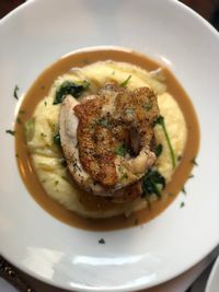 High angle view of meal served in plate