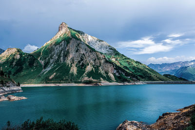 The lake spullersee a high mountain lake in vorarlberg, austria.