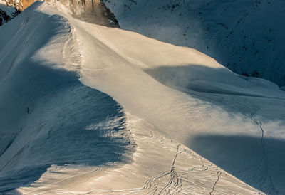 High angle view of snow covered landscape