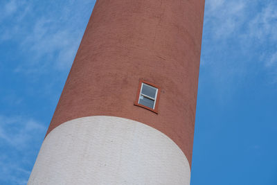 Low angle view of hand against blue sky