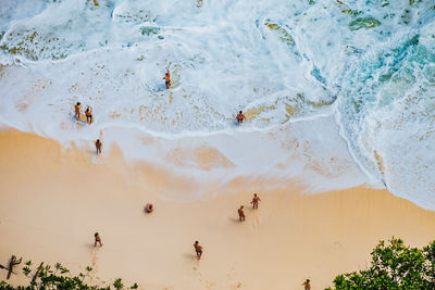 High angle view of people on beach