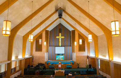 Interior of illuminated cathedral