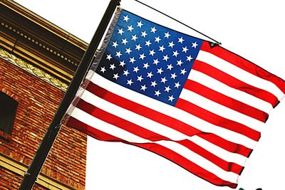 Low angle view of american flag