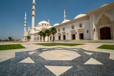 View of temple building against clear sky