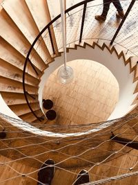 High angle view of spiral staircase in building