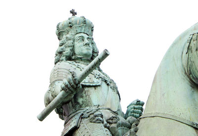 Low angle view of statue against clear sky