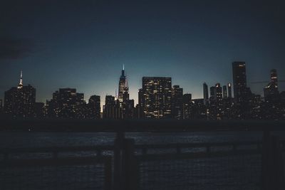 High angle view of city at night