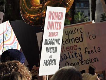 People with posters during protest