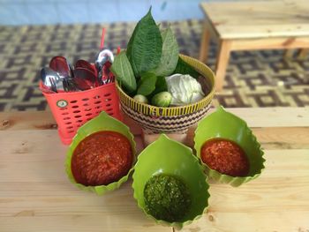 Close-up of food on table