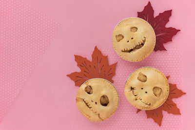 High angle view of cookies