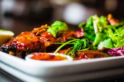 Close-up of served food