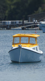 Boat sailing in river