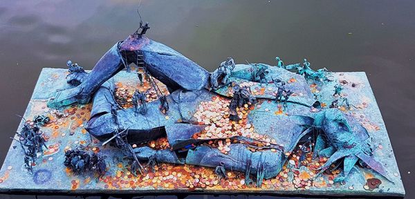 Close-up high angle view of rusty water