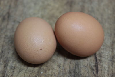 Close-up of brown eggs on table