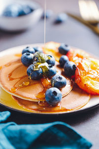 Close-up of dessert in plate on table