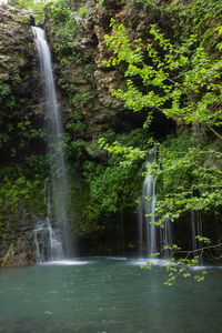 Scenic view of waterfall in forest