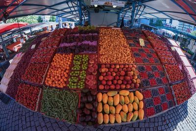 Multi colored vegetables for sale in market