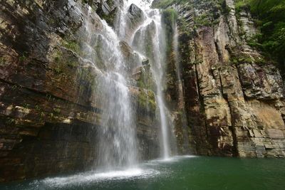 Scenic view of waterfall