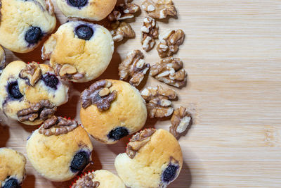 High angle view of cookies on table
