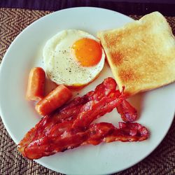 Close-up of breakfast served on table