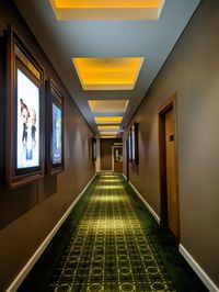 Illuminated corridor of building