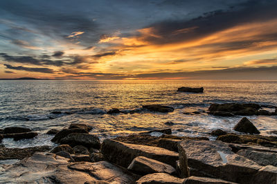 Scenic view of sea against sky during sunset