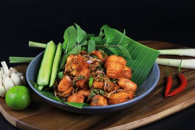 Close-up of seafood in plate