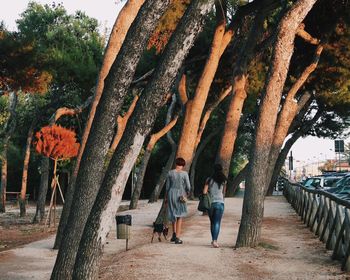 Full length of woman walking on footpath