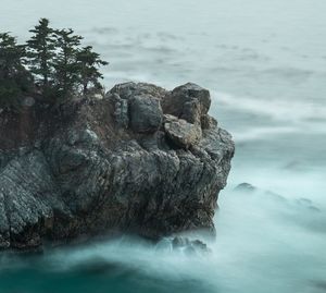 Rock formation in sea